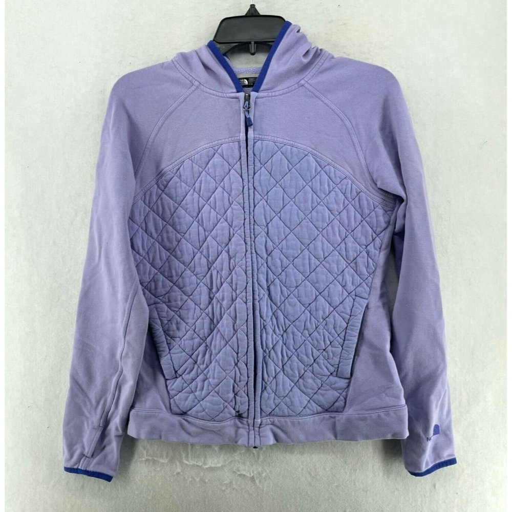 The North Face Jacket Women's Sz M Purple Quilted Hooded Full-Zip Fleece